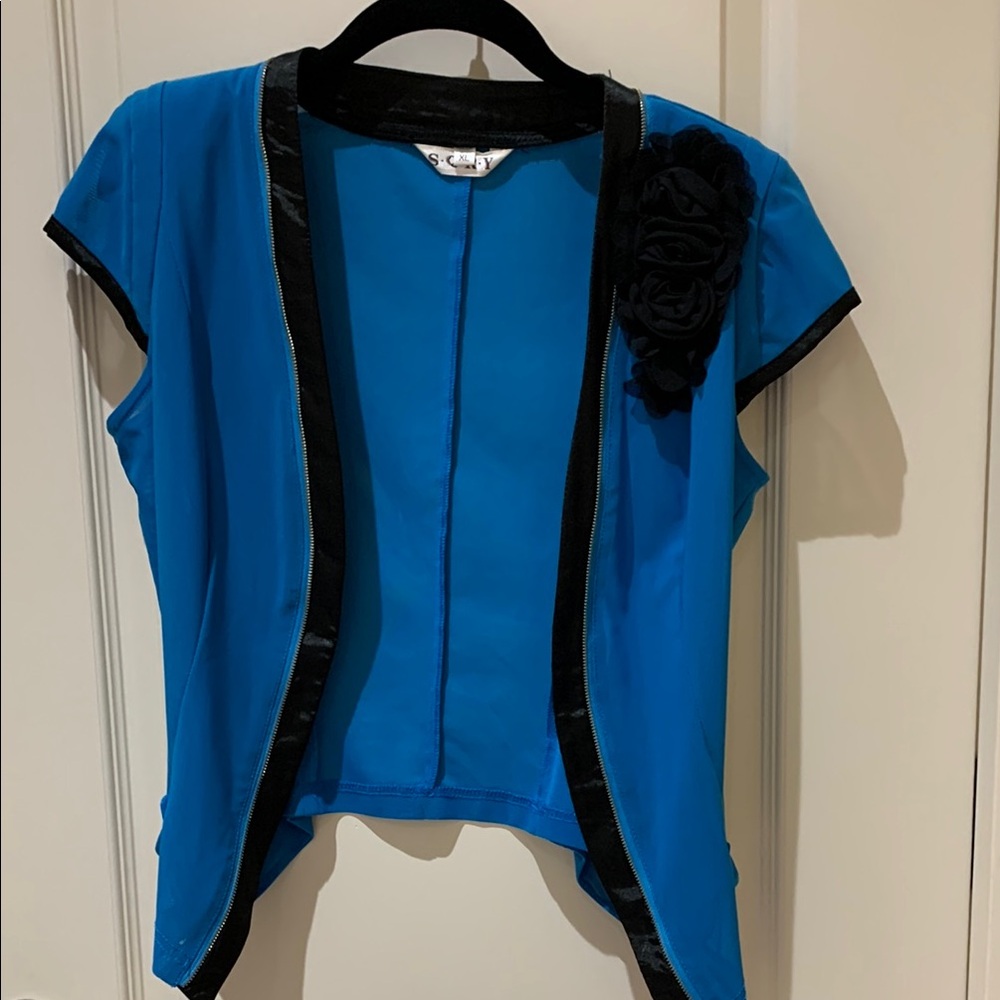 Blue and Black Women's Top